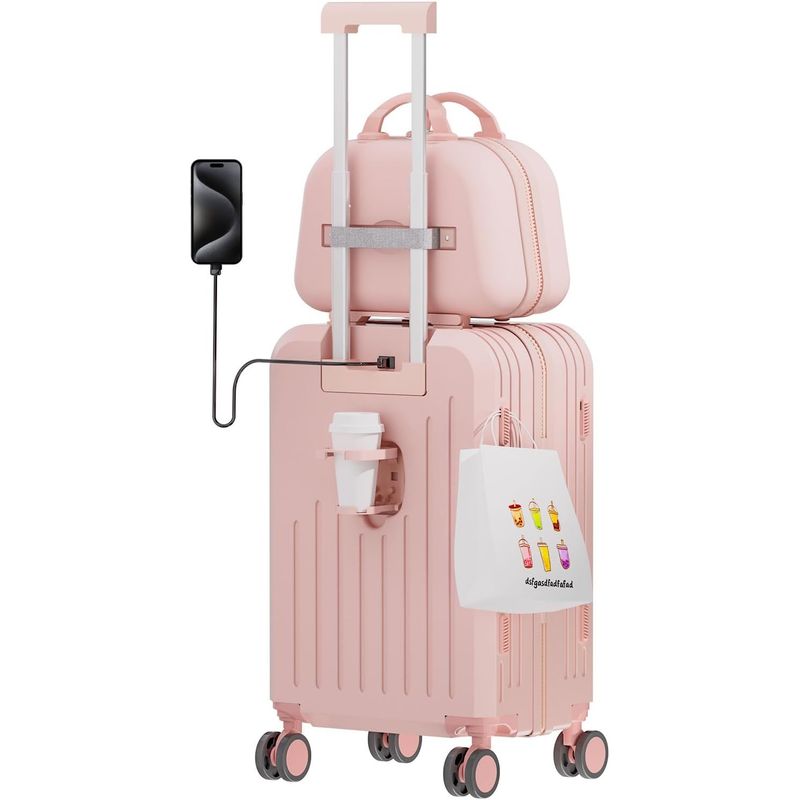BLUEDREAMER - maletas de viaje multifuncional bolsa maleta con ruedas - Rosa  21-