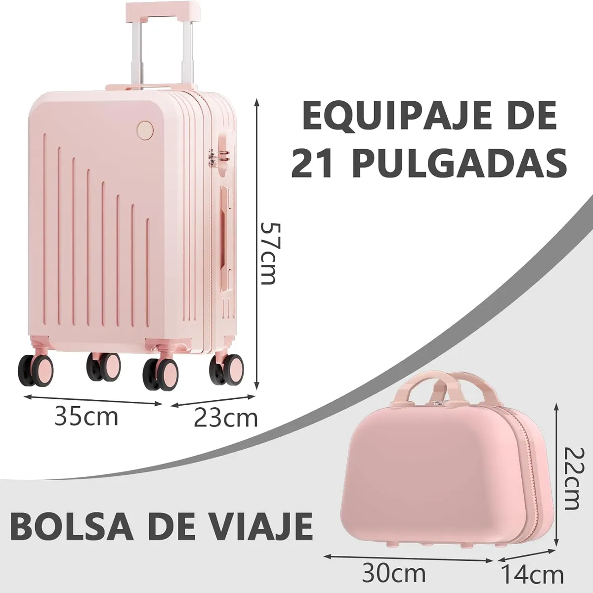 BLUEDREAMER - maletas de viaje multifuncional bolsa maleta con ruedas - Rosa  21-
