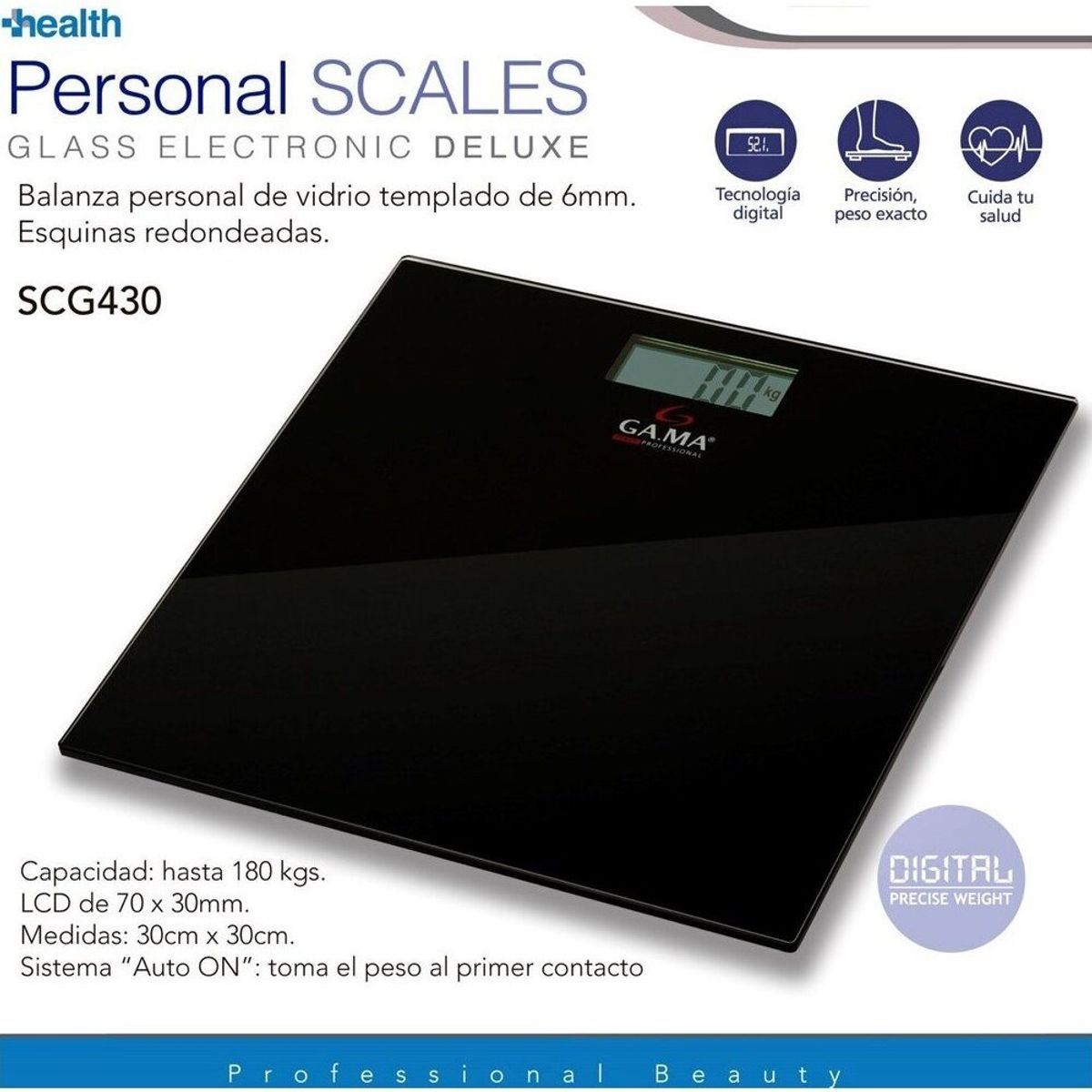 GAMA - Balanza Gama SCG 430 Digital Vidrio Templado Black
