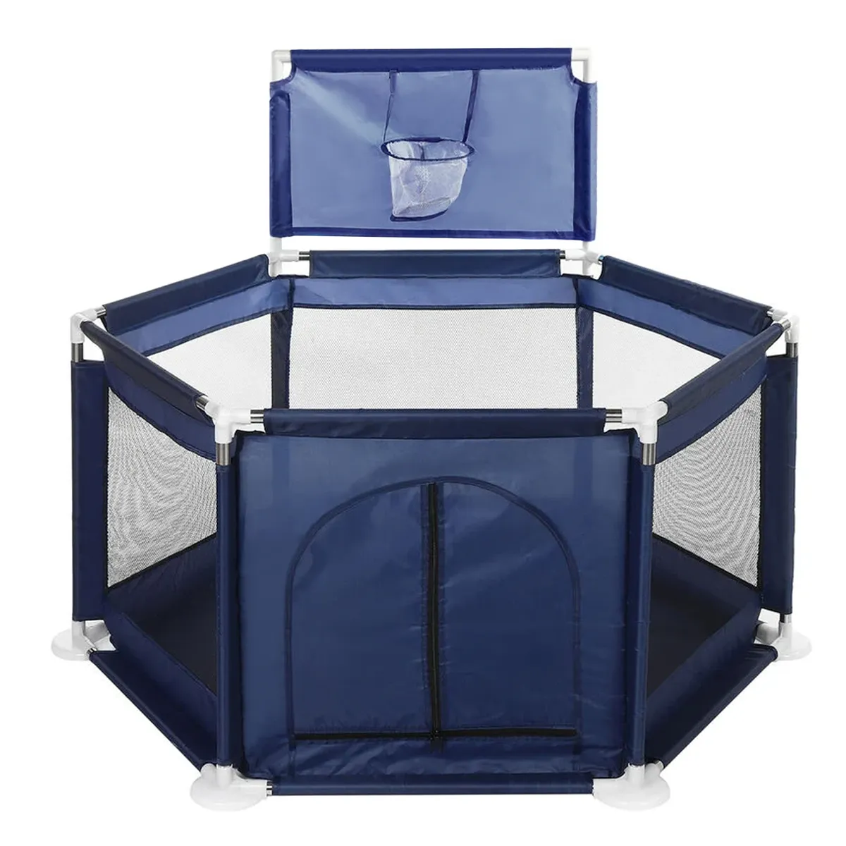MON PETIT - Corral De Seguridad Hexagonal Para Bebés Azul + Pelotitas