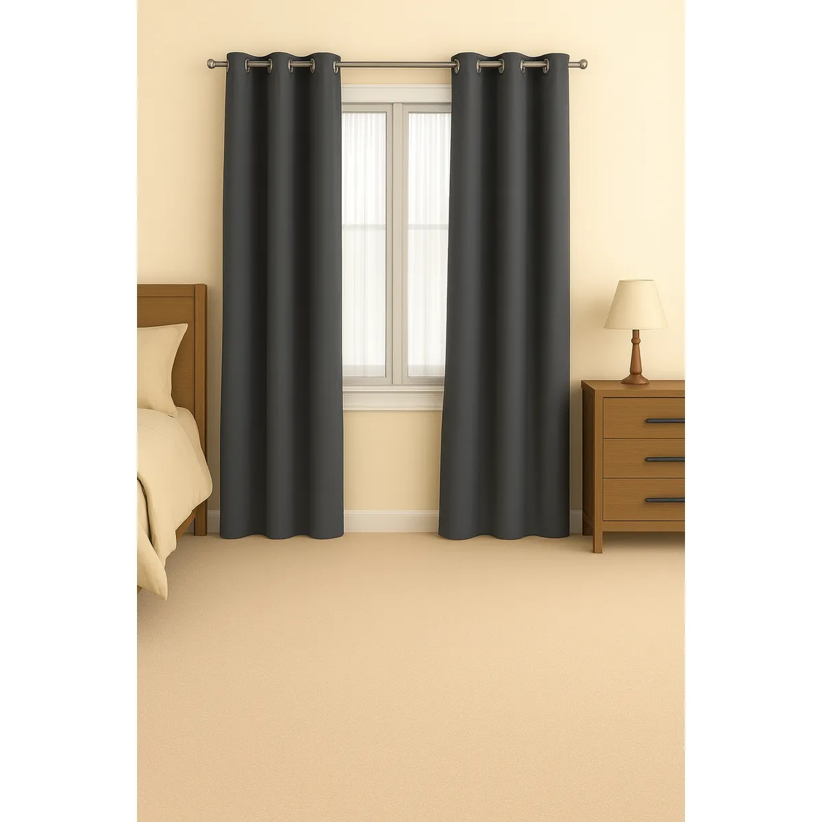 CLEMS CORTINAS - Pack 2 Cortina Tradicional 100% Blackout Gris Oscuro