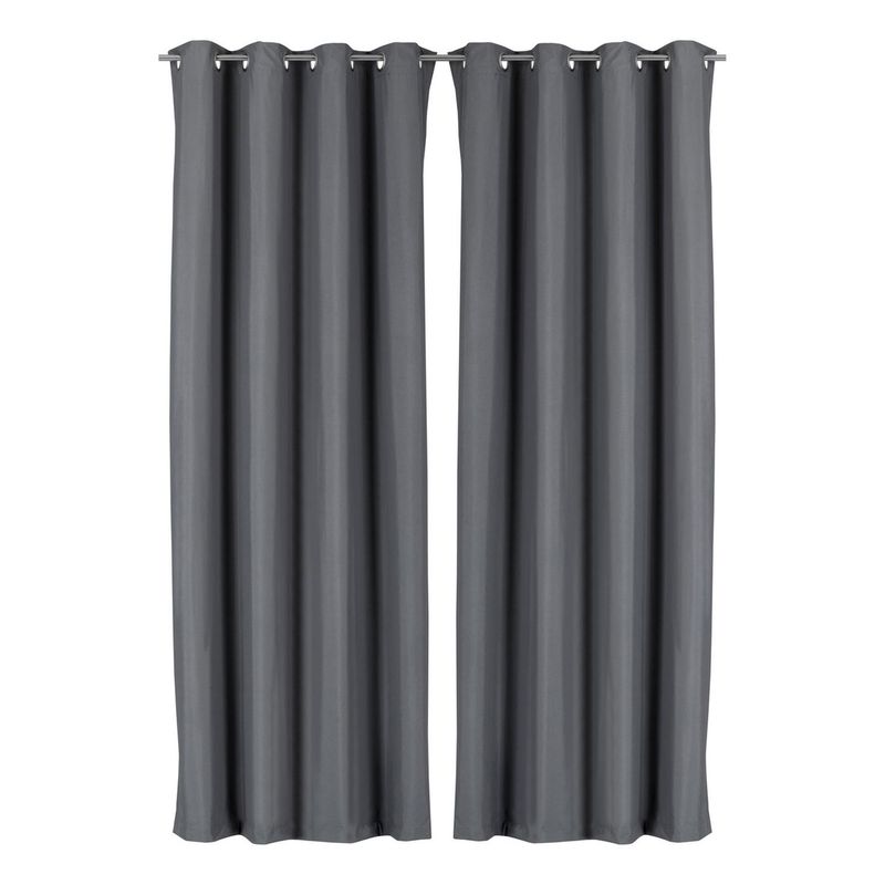 CLEMS CORTINAS - Pack 2 Cortina Tradicional 100% Blackout Gris Oscuro
