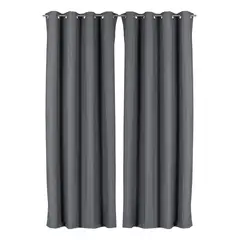 CLEMS CORTINAS - Pack 2 Cortina Tradicional 100% Blackout Gris Oscuro