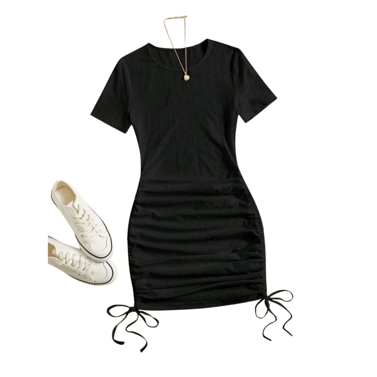 GENERICO - VESTIDO CORTO AJUSTADO MANGA CORTA IDEAL PARA VERANO V063