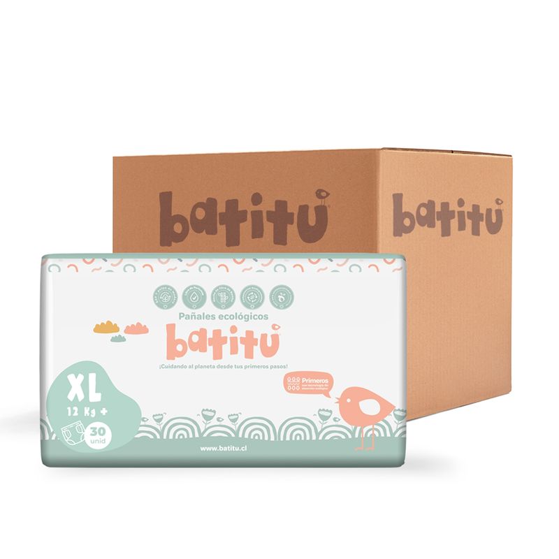 BATITU - Caja de Pañales Ecologicos Premium de Bambú Talla XL (120un)
