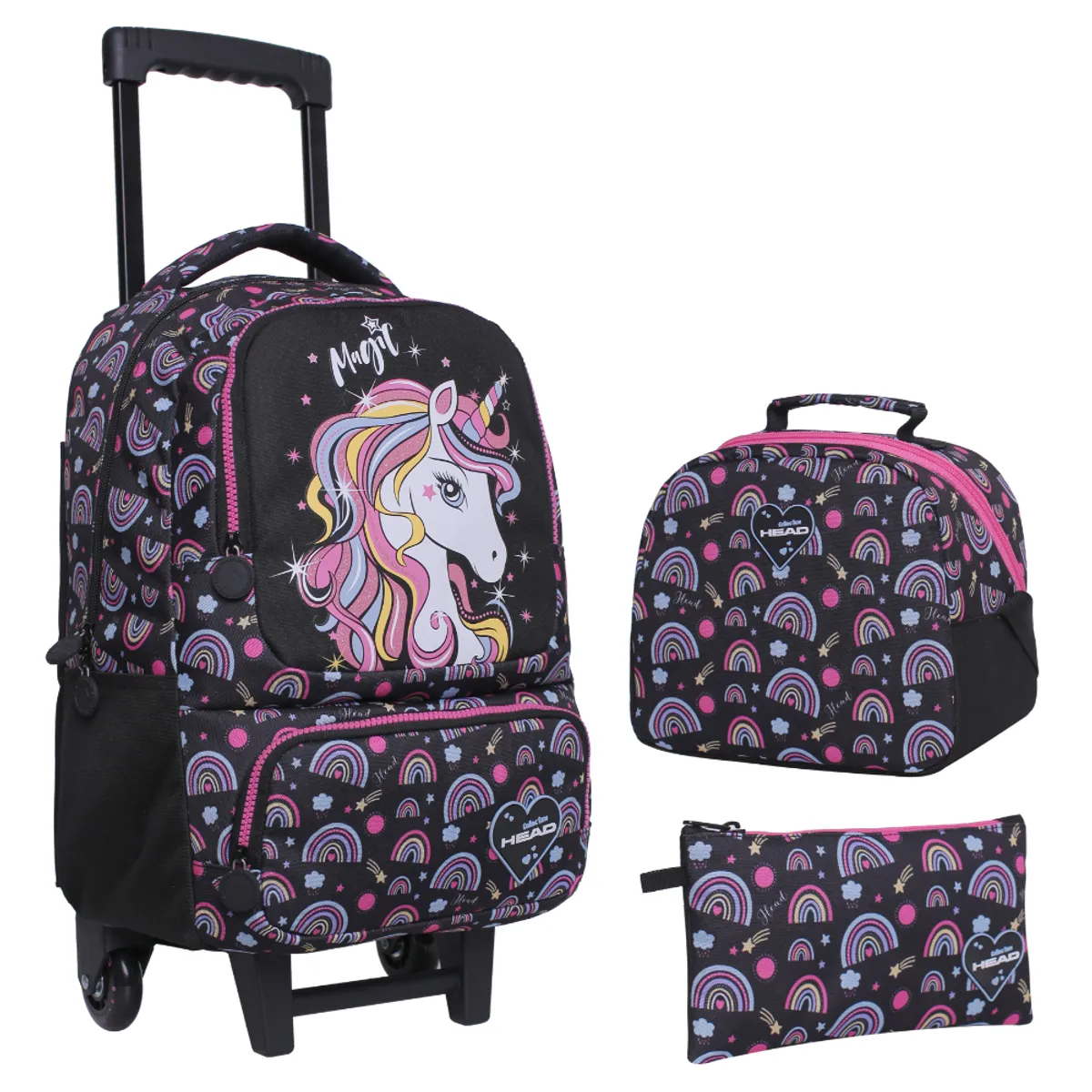 HEAD - Pack Bakan Escolar Unicornio Arcoiris Negro Head
