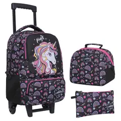 HEAD - Pack Bakan Escolar Unicornio Arcoiris Negro
