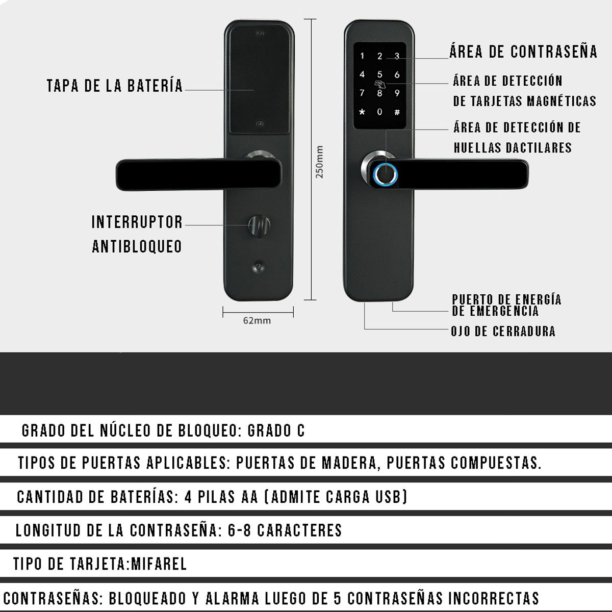 CRUSEC - Cerradura Inteligente Con Huella Digital Electrónica