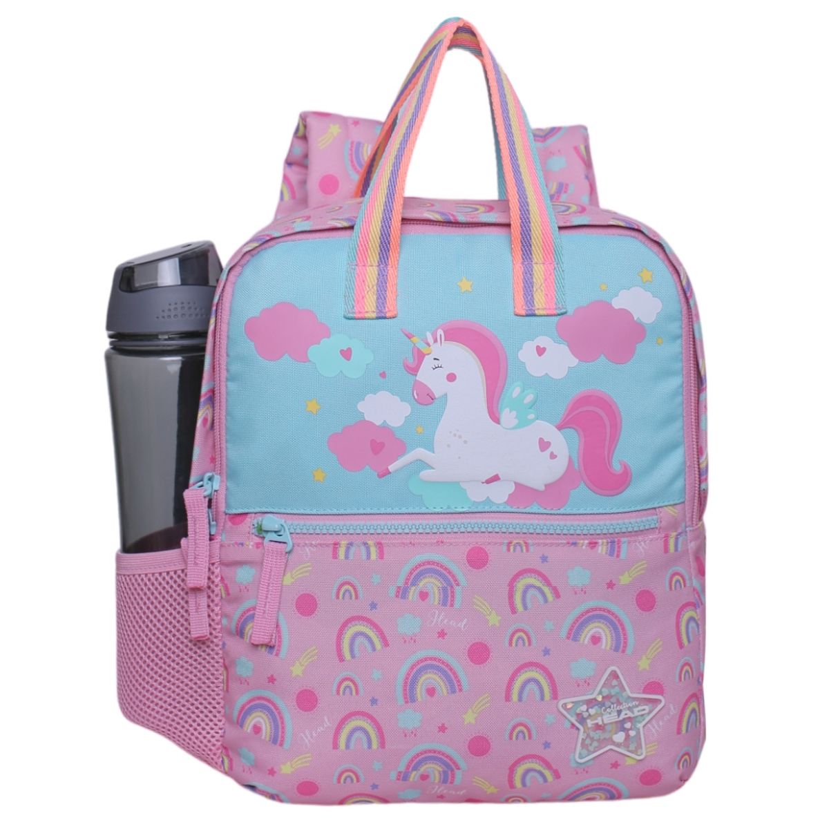 HEAD - Mochila Fashion Infantil Pepa Unicornio Arcoiris Rosado Head