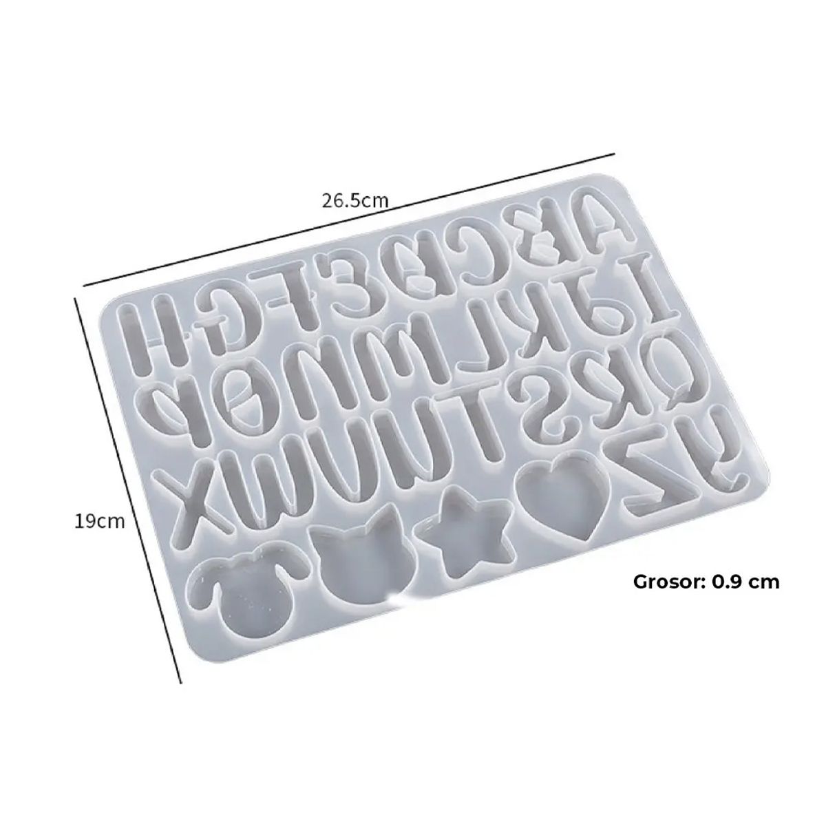 GENERICO - Molde De Silicona Resina Epóxica Letras Alfabeto Figuras Abecedario