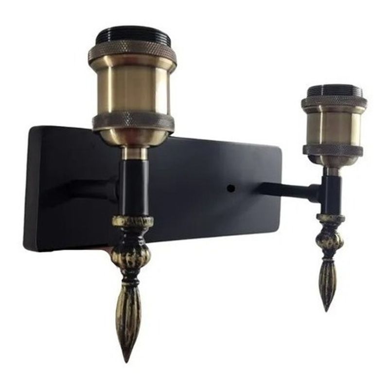 GENERICO - Aplique Doble Lampara Foco Led Muro E27 Bronce Decoracion