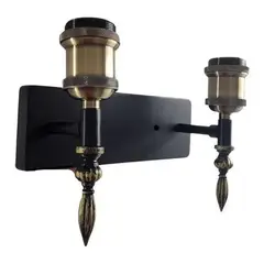 GENERICO - Aplique Doble Lampara Foco Led Muro E27 Bronce Decoracion