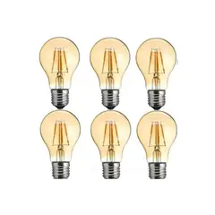 WANT - Pack 6 Ampolleta Vintage Led Filamento Modelo A60 Luz Calida