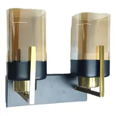 GENERICO - Lampara Aplique Vidrio Doble Porta E27 Ambar Decorativa