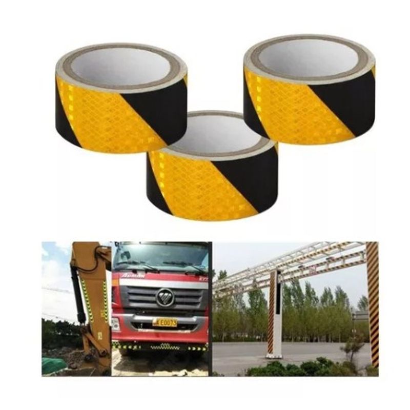 GENERICO - 3 Cinta Reflectante Bicolor 50mmx5m Seguridad Advertencia Dg SG103563