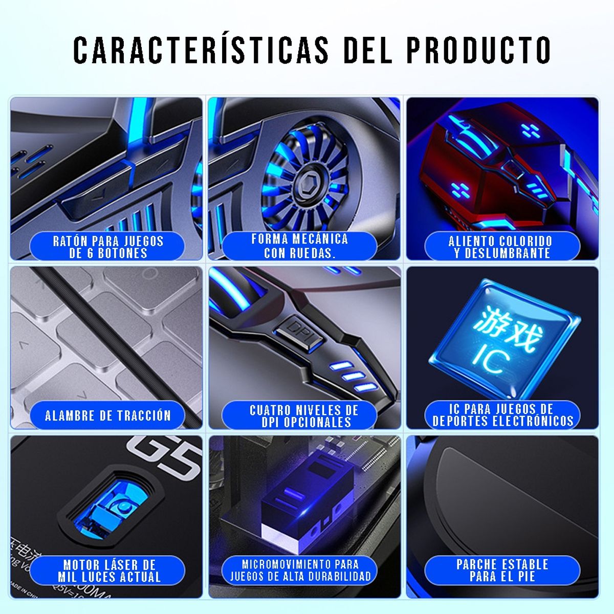 CRUSEC - Mouse Gamer Raton 6D Ergonómico USB Optico Para Juegos