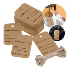 GENERICO - 100 Etiquetas Tags De Papel Kraft Para Precios Ropa 5x3cm