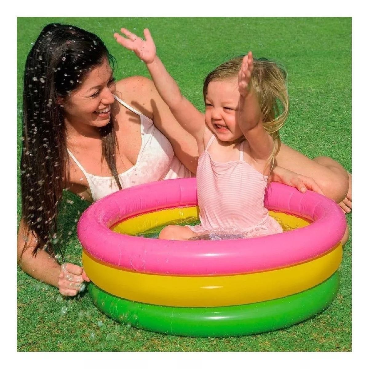 GENERICO - Piscina Inflable Redonda 86cm X 25cm Rosa Amarilla Y Verde