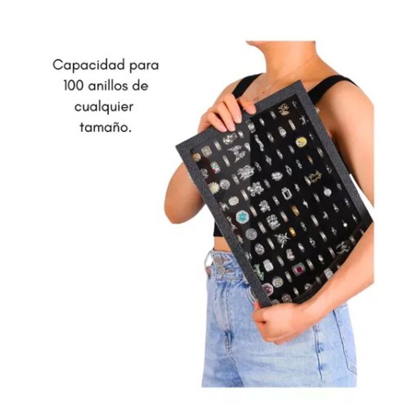 GENERICO - Organizador Exhibidor Maleta 100 Anillos Aros Terciopelo  SG103578