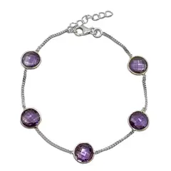 ANDREA COGGIOLA JOYAS - Pulsera Antonia Amatista Plata Fina 925