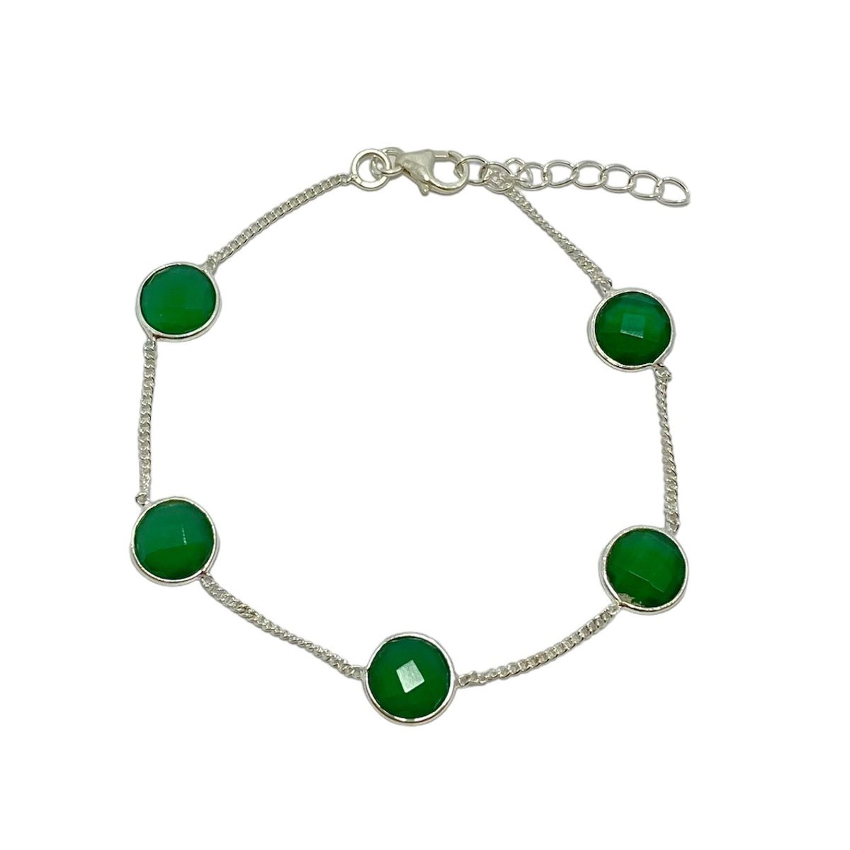 ANDREA COGGIOLA JOYAS - Pulsera Antonia Ónix Verde Plata Fina 925