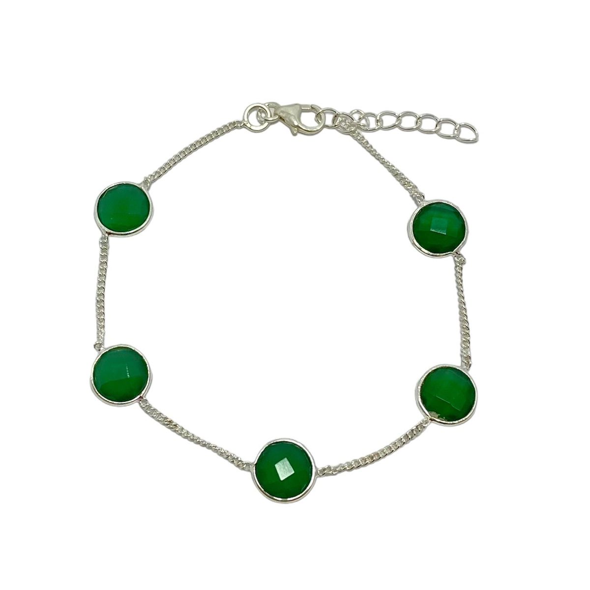 ANDREA COGGIOLA JOYAS - Pulsera Antonia Ónix Verde Plata Fina 925