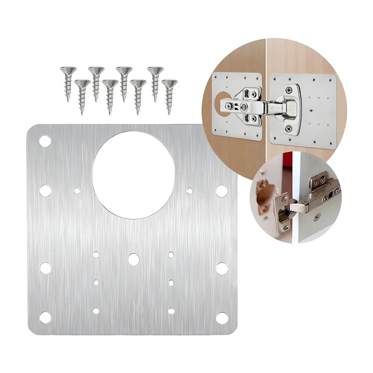 GENERICO - Set 4 Placas Reparación De Bisagras Muebles Gabinete Armario