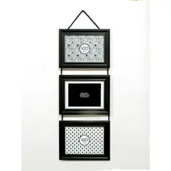 VGO - Marco Triple plástico con puntitos Negro 10x15 cm / 3F
