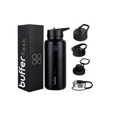 BUFFER FLASK - Termo Botella Agua Termica Acero Inoxidable Buffer + 4 Tapas