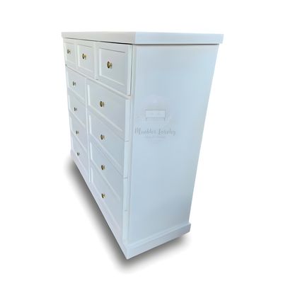 Imagen 2 del producto COMODA MADERA DE 11 CAJONES BLANCA CON TIRADORES DELUXE.