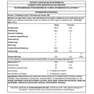 Imagen 2 del producto CREATINA MONOHIDRATADA 500 GR WATERMELON OSTROVIT.
