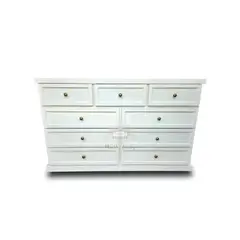 RUSTIC STYLE - COMODA 9 CAJONES BLANCA Y TIRADORES DELUXE.