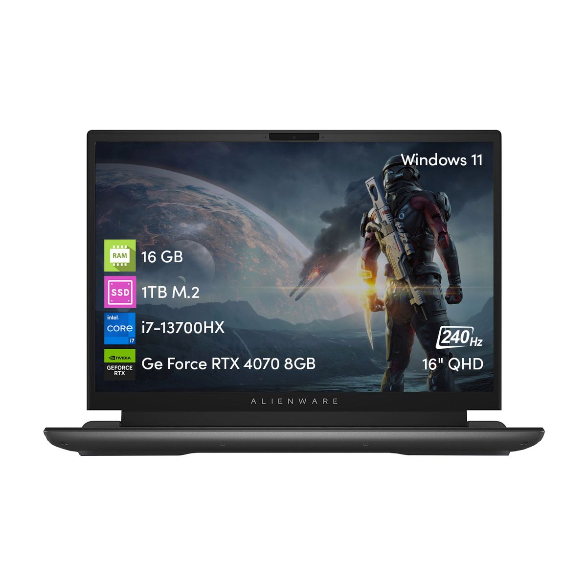DELL - Notebook Gamer Dell Alienware M16 i7 13va 16GB 1TBSSD RTX4070 8GB 16 QHD+