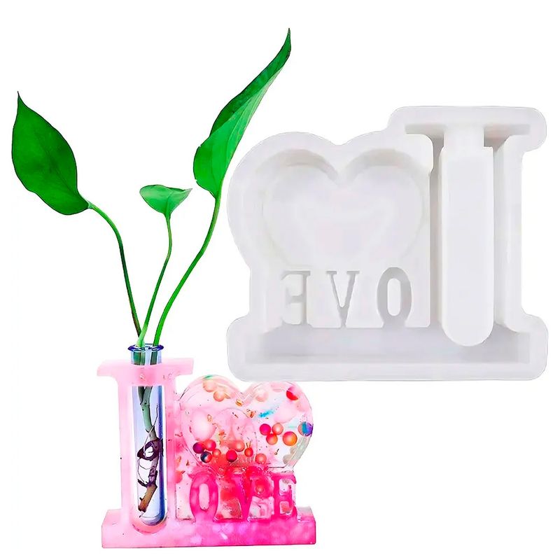GENERICO - Molde De Silicona Resina Epóxica Florero Hidropónico Love