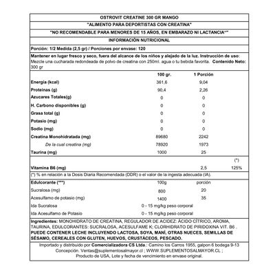 Imagen 2 del producto CREATINA MONOHIDRATADA 300 GR MANGO OSTROVIT.