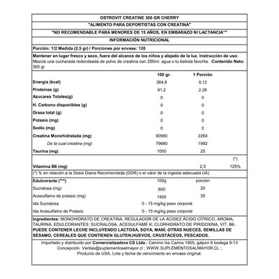 Imagen 2 del producto CREATINA MONOHIDRATADA 300 GR CHERRY OSTROVIT.