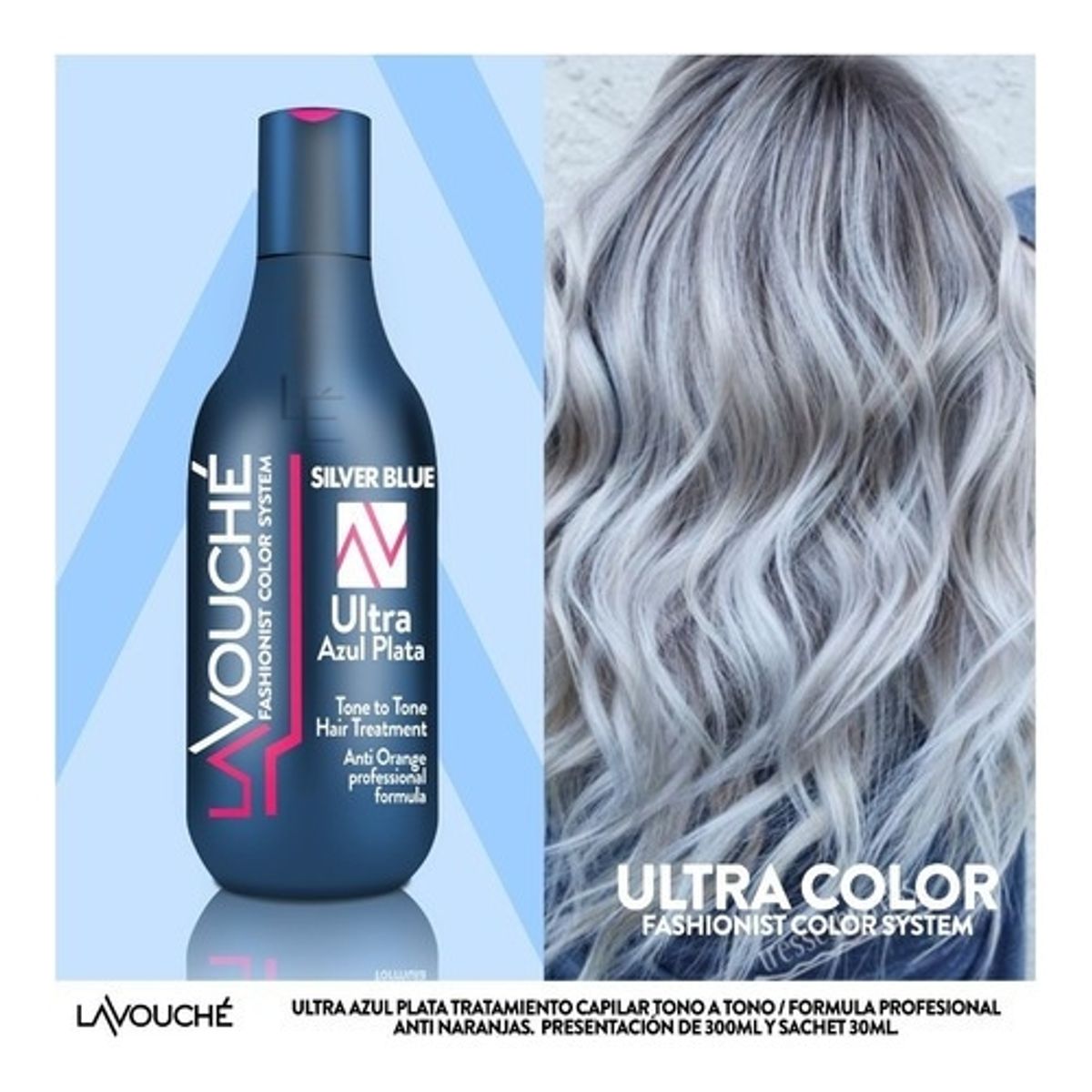 GENERICO - TRATAMIENTO MATIZANTE CREMOSO LAVOUCHE COLOR ULTRA AZUL PLATA.