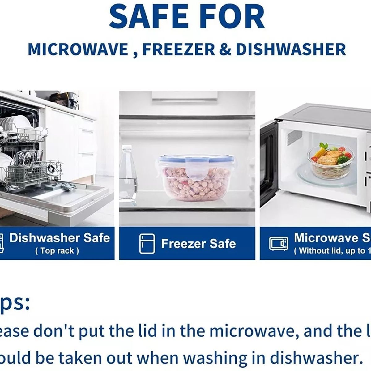 GENERICO - 5 Taper Cierre Hermético Tupper Contenedor Comida Easy Lock