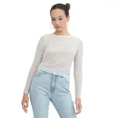 ACUARELA - Polera Mesh Con Strass Blanco