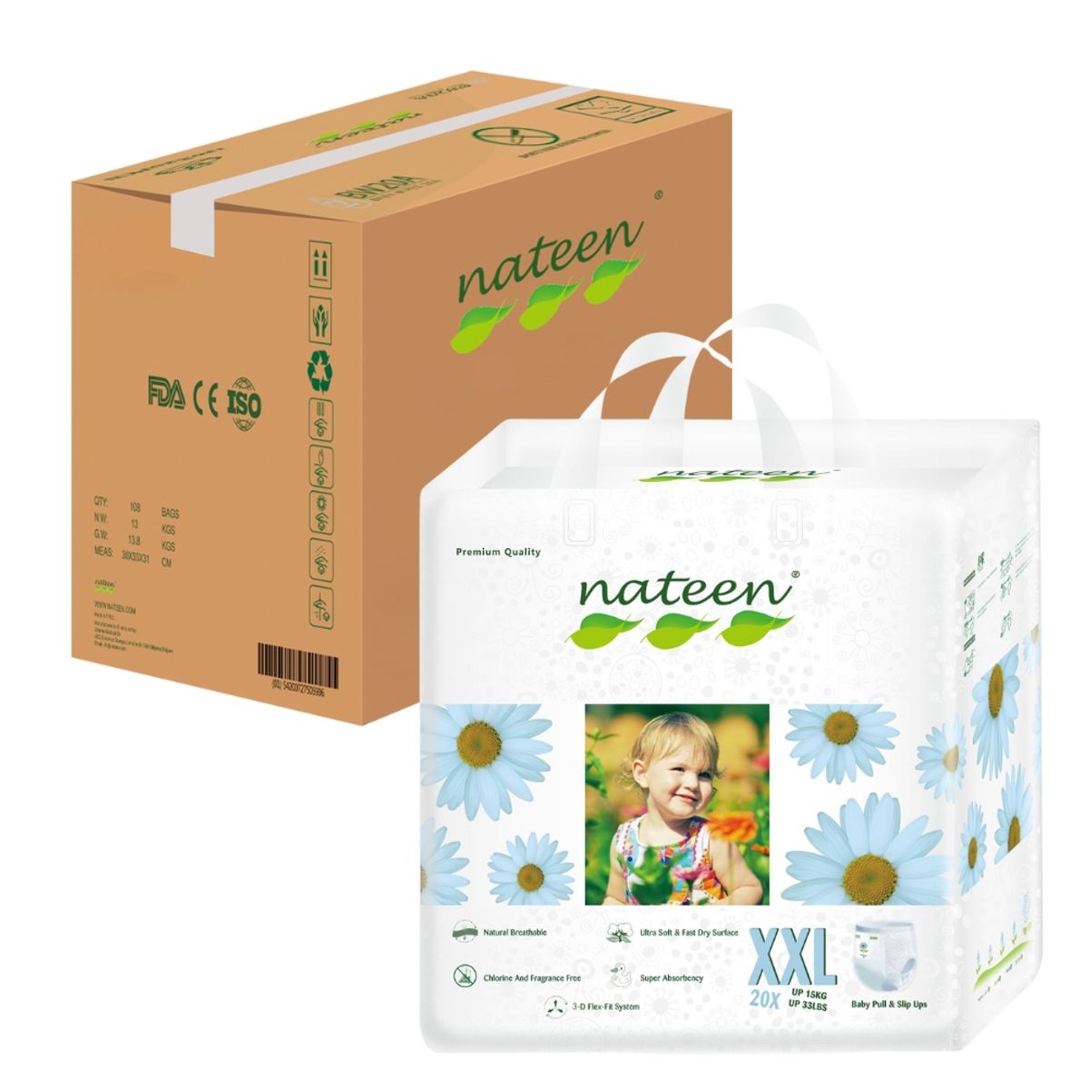 NATEEN - Pañal Bebe Pants (Pull up) Talla XXL - 160 un