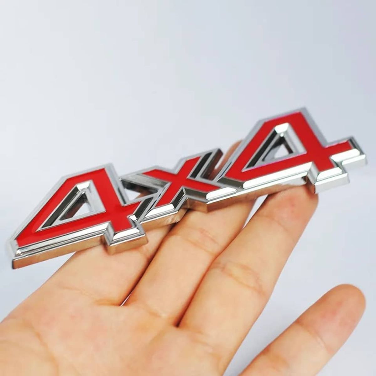 GENERICO - emblema de metal 4x4 3D adhesiva carrocería cromadorojo