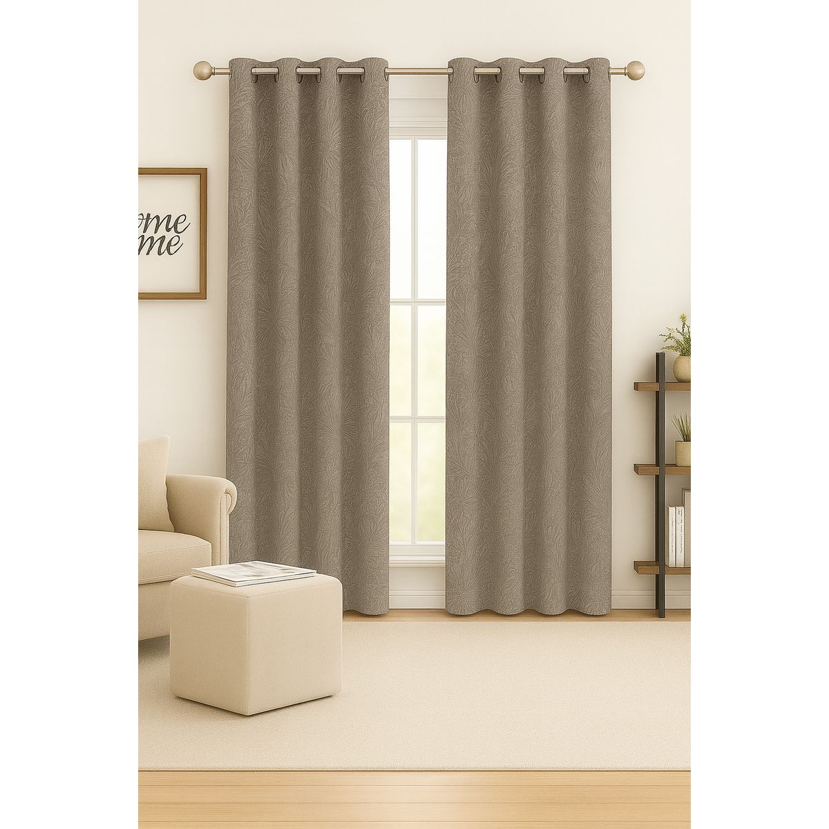 CLEMS CORTINAS - Pack 2 Cortina Blackout Flores Café Claro 135X225