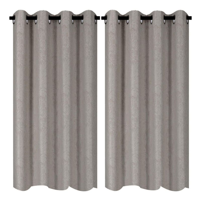 CLEMS CORTINAS - Pack 2 Cortina Blackout Flores Café Claro 135X225
