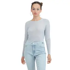 ACUARELA - Polera Mesh Strass Celeste