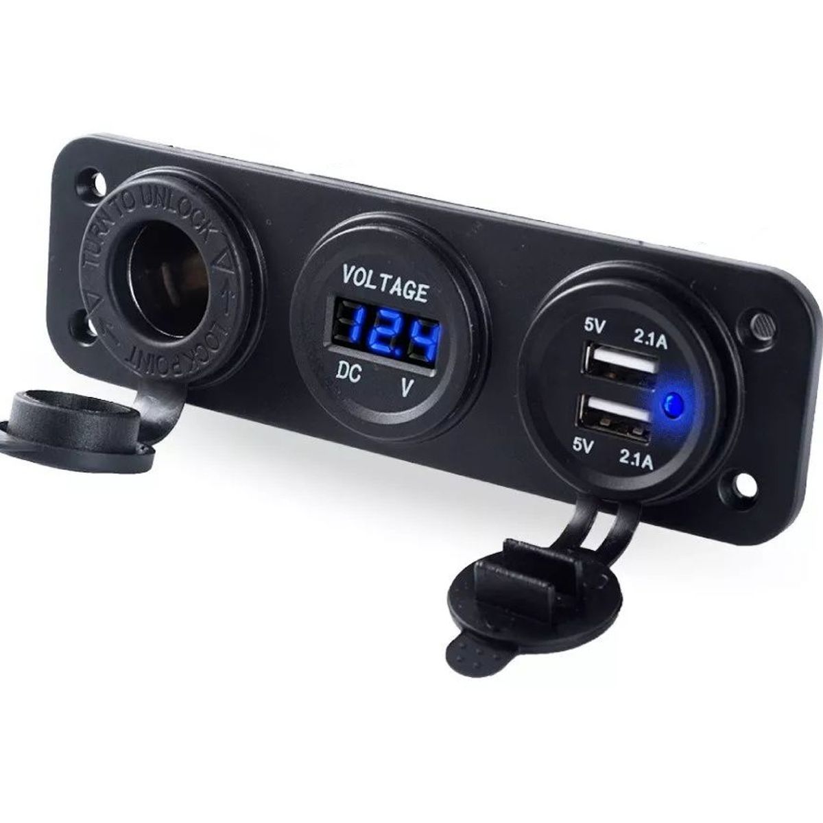 KUANGYE - Usb Dual Cargador Encendedor  Voltímetro Empotrado Autos