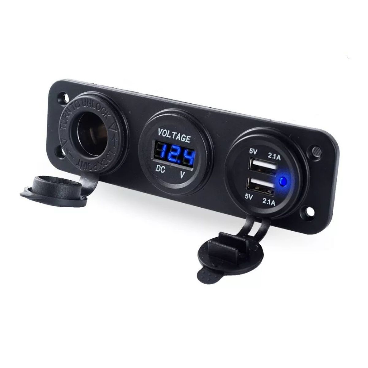 KUANGYE - Usb Dual Cargador Encendedor  Voltímetro Empotrado Autos
