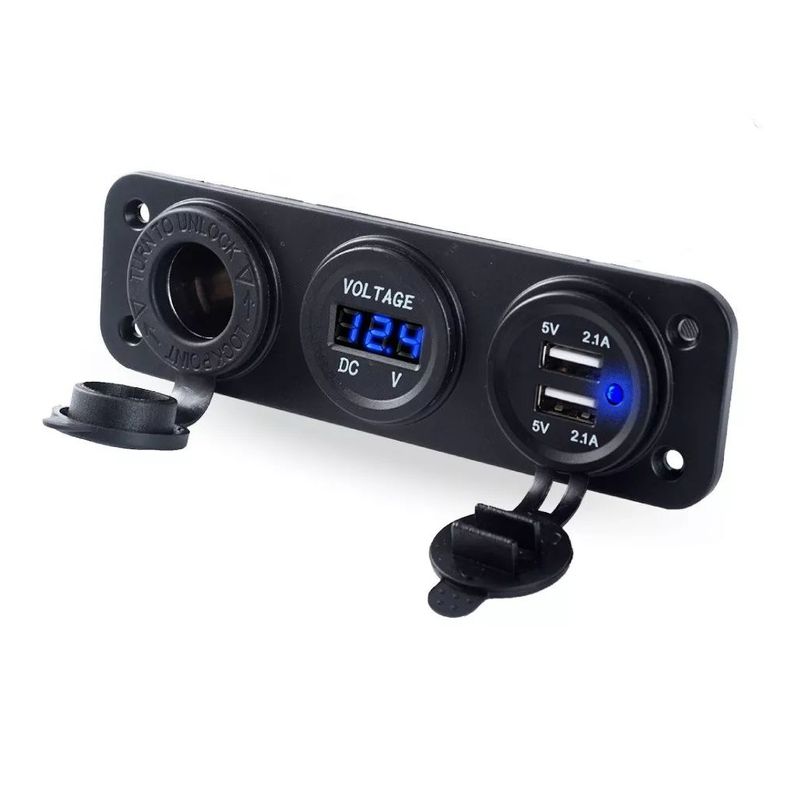 KUANGYE - Usb Dual Cargador Encendedor  Voltímetro Empotrado Autos