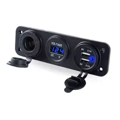 KUANGYE - Usb Dual Cargador Encendedor Voltímetro Empotrado Autos