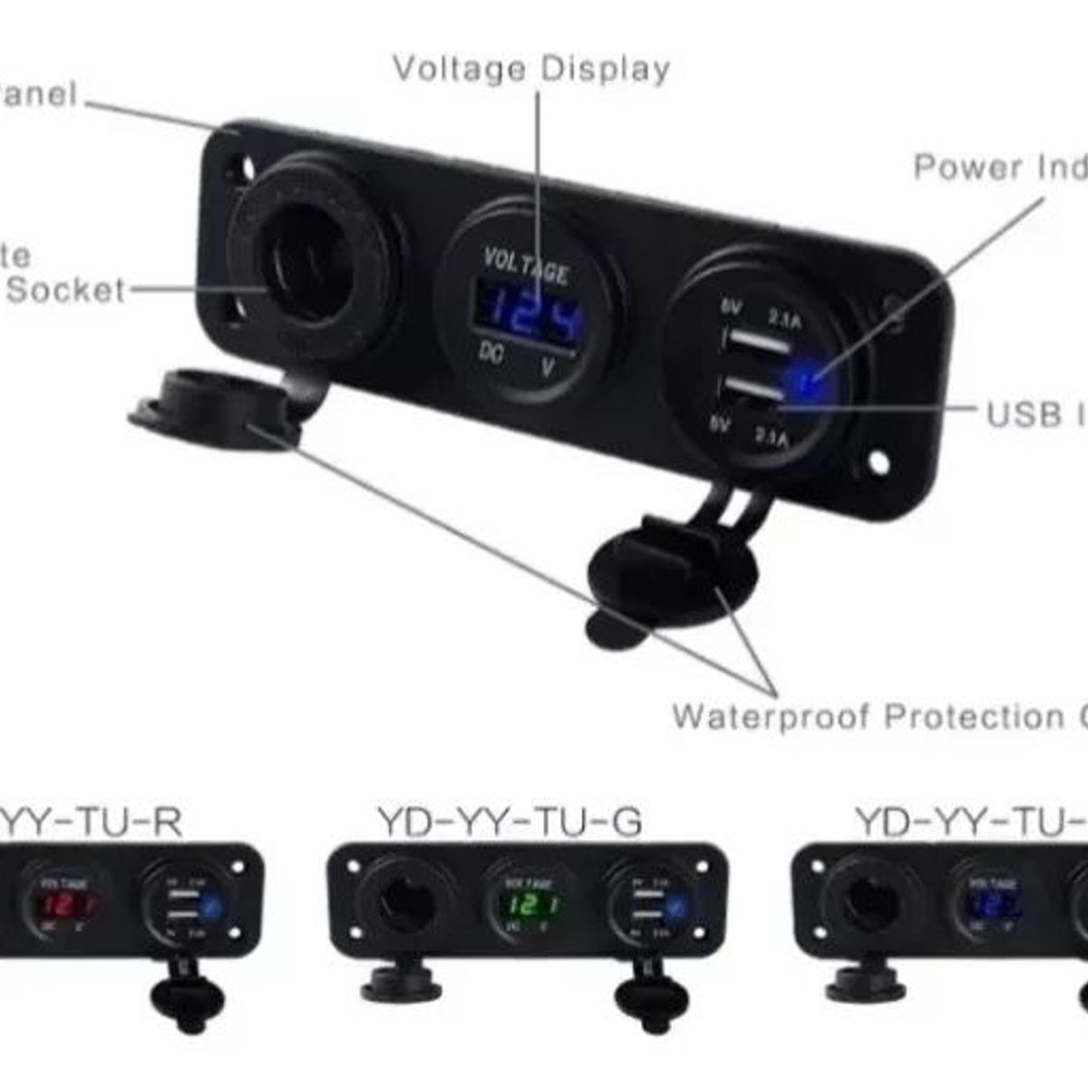 KUANGYE - Usb Dual Cargador Encendedor  Voltímetro Empotrado Autos