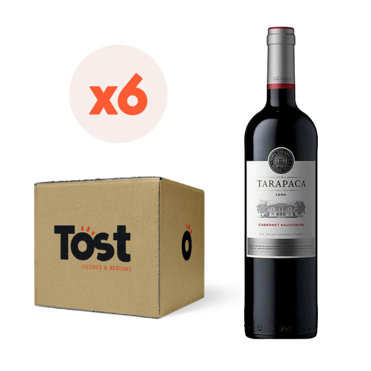 TARAPACA - 6x Vino Tarapacá León Cabernet Sauvignon 12° 750cc